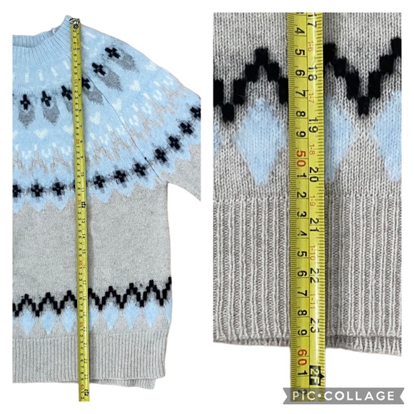 27 Miles Malibu Farida Sweater Fair Isle Cashmere Wool Oatmeal Neutral Crew Neck - Picture 10 of 11